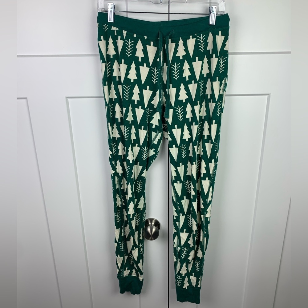 Hanna Andersson Christmas Tree Pajama Joggers Green Pull On Sleep Pants MEDIUM
